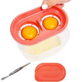 4 In 1 Egg Separator Set Double Egg White Separator With Built In Egg Cracker Food Container Plus Lid and Egg Shell Tweezer Pink Color