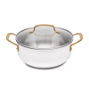 Classic 4.5qt Stainless Steel Dutch Oven with Cover and Brushed Gold Handles Matte White