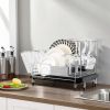 Stainless Steel Expandable Dish Rack with Drainboard and Swivel Spout