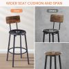 Bar Table Set with 2 Bar stools PU Soft seat with backrest, Rustic Brown, 23.62'' W x 23.62'' D x 35.43'' H