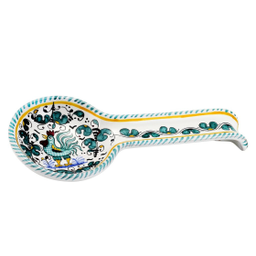 ORVIETO ROOSTER: Spoon Rest (Color: Green, size: 5 DIAM. X 12 LONG (Dimensions measured in Inches))