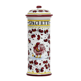 ORVIETO ROOSTER Canisters (Color: Red, size: 5 DIAM. X 13 HIGH (Dimensions measured in Inches))