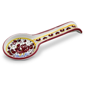 ORVIETO ROOSTER: Spoon Rest (Color: Red, size: 4 DIAM. X 11 LONG (Dimensions measured in Inches))