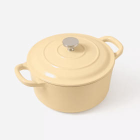 RJ Legend 1.4 Liter Cast Iron Pot, Enameled Pot with Handles (Color: beige)