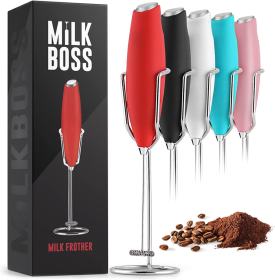 Milk Boss Milk Frother With Holster Stand (Color: RD)