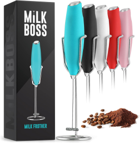 Milk Boss Milk Frother With Holster Stand (Color: TL)