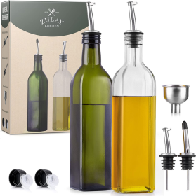 Olive Oil Dispenser Bottle with Accessories (Color: CLRGRN)