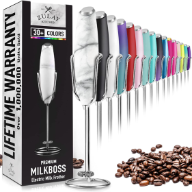 Milk Frother With Holster Stand (Color: MRBL)