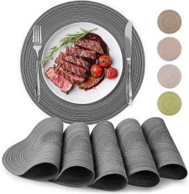 Round Placemats Braided (Color: GRY)