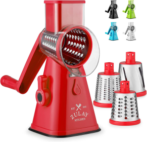 Manual Rotary Cheese Grater with Handle (Color: RD)