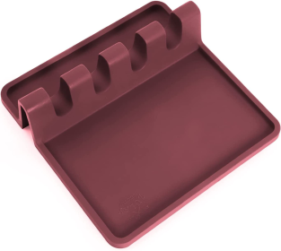 Silicone Utensil Rest with Drip Pad (Color: CRNBRR)