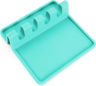 Silicone Utensil Rest with Drip Pad (Color: SKY)