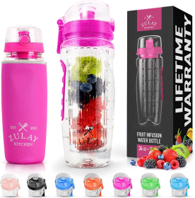 Portable Water Bottle with Fruit Infuser (Color: PNK)