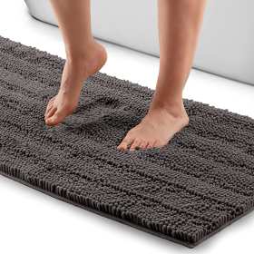 Soft Shaggy Bathroom Rug (Color: STGR, size: 47X17)