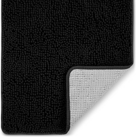 Soft Shaggy Bathroom Rug (Color: BLK, size: 30X20)