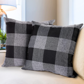 Zulay Home Buffalo Plaid Throw Pillow Covers (Color: BKG)