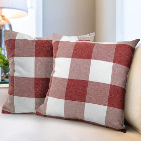 Zulay Home Buffalo Plaid Throw Pillow Covers (Color: RW)