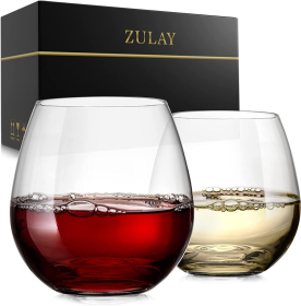 Stemless Wine Glasses Set (Color: 2STCL)