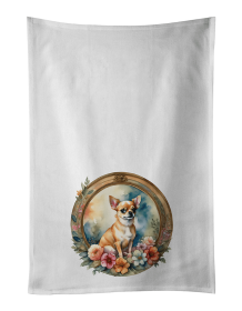 Chihuahua and Flowers Kitchen Towel Set of 2 (Color: 194030794807)