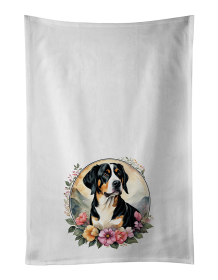 Entlebucher Mountain Dog and Flowers Kitchen Towel Set of 2 (Color: 194030794975)