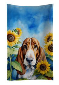 Basset Hound in Sunflowers Kitchen Towel (Color: 198453048264)