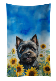 Cairn Terrier in Sunflowers Kitchen Towel (Color: 198453048523)