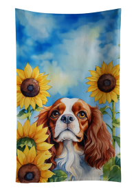 Cavalier Spaniel in Sunflowers Kitchen Towel (Color: 198453048561)