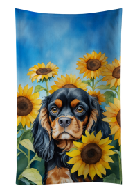 Cavalier Spaniel in Sunflowers Kitchen Towel (Color: 198453048578)