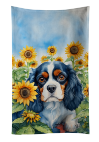 Cavalier Spaniel in Sunflowers Kitchen Towel (Color: 198453048585)