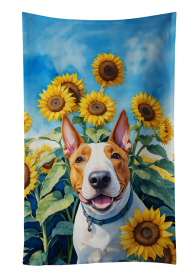 English Bull Terrier in Sunflowers Kitchen Towel (Color: 198453048790)