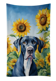 Great Dane in Sunflowers Kitchen Towel (Color: 198453049001)