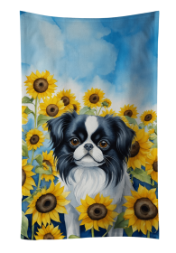 Japanese Chin in Sunflowers Kitchen Towel (Color: 198453049124)