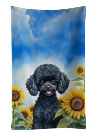 Black Poodle in Sunflowers Kitchen Towel (Color: 198453049469)