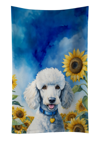 White Poodle in Sunflowers Kitchen Towel (Color: 198453049513)