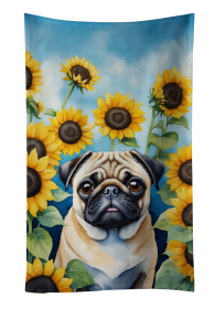 Pug in Sunflowers Kitchen Towel (Color: 198453049544)