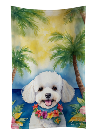 Bichon Frise Luau Kitchen Towel (Color: 198453415929)