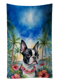 Boston Terrier Luau Kitchen Towel (Color: 198453416025)