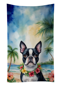 Boston Terrier Luau Kitchen Towel (Color: 198453416032)