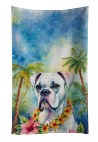 White Boxer Luau Kitchen Towel (Color: 198453416063)