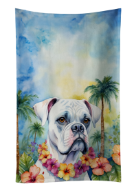 White Boxer Luau Kitchen Towel (Color: 198453416070)