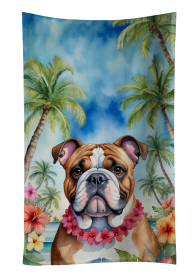 English Bulldog Luau Kitchen Towel (Color: 198453416469)