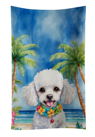 White Poodle Luau Kitchen Towel (Color: 198453417169)