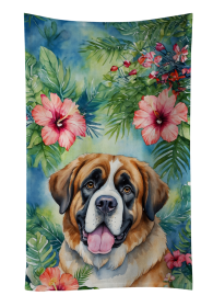 Saint Bernard Luau Kitchen Towel (Color: 198453047786)