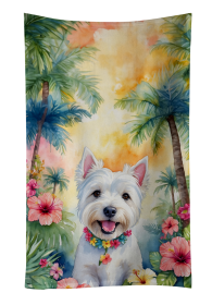 Westie Luau Kitchen Towel (Color: 198453048035)