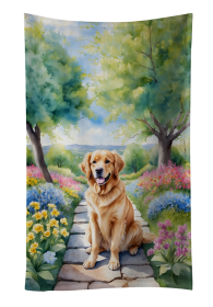 Golden Retriever Spring Path Kitchen Towel (Color: 198453405548)