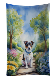 Jack Russell Terrier Spring Path Kitchen Towel (Color: 198453405715)