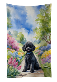 Black Poodle Spring Path Kitchen Towel (Color: 198453406118)