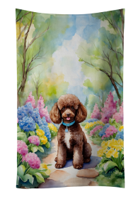 Chocolate Poodle Spring Path Kitchen Towel (Color: 198453406132)