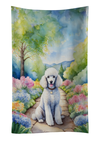 White Poodle Spring Path Kitchen Towel (Color: 198453406149)