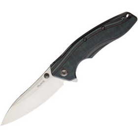 Ruike Hussar Plain Blade + Pocket Clip (Color: Green/Black G-10 Handle)